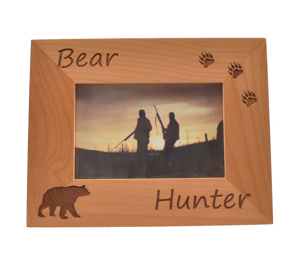 Hunting Season Sportsman Gift For Outdoorsman- Custom Engraved Wooden Picture Frame- Bear Hunter