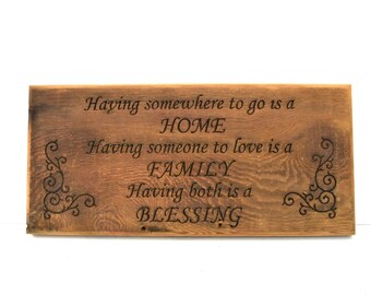 Home, Family, Blessing Barnwood Sign