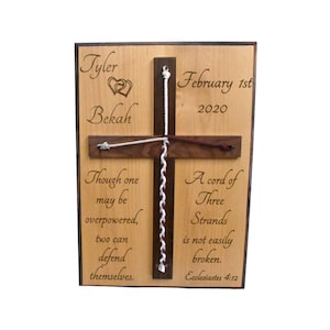 Wood Wedding Unity Signs – Cord of Three Strands Ecclesiastes 4:12 - Unity Ceremony Candle Sand Alternative Ideas