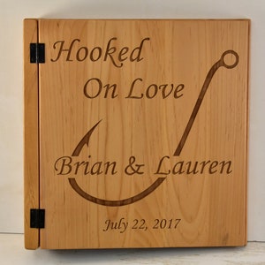Personalized Rustic Wedding Photo Album- Hooked on Love 3 Ring Photo Album- Fishing Wedding Theme
