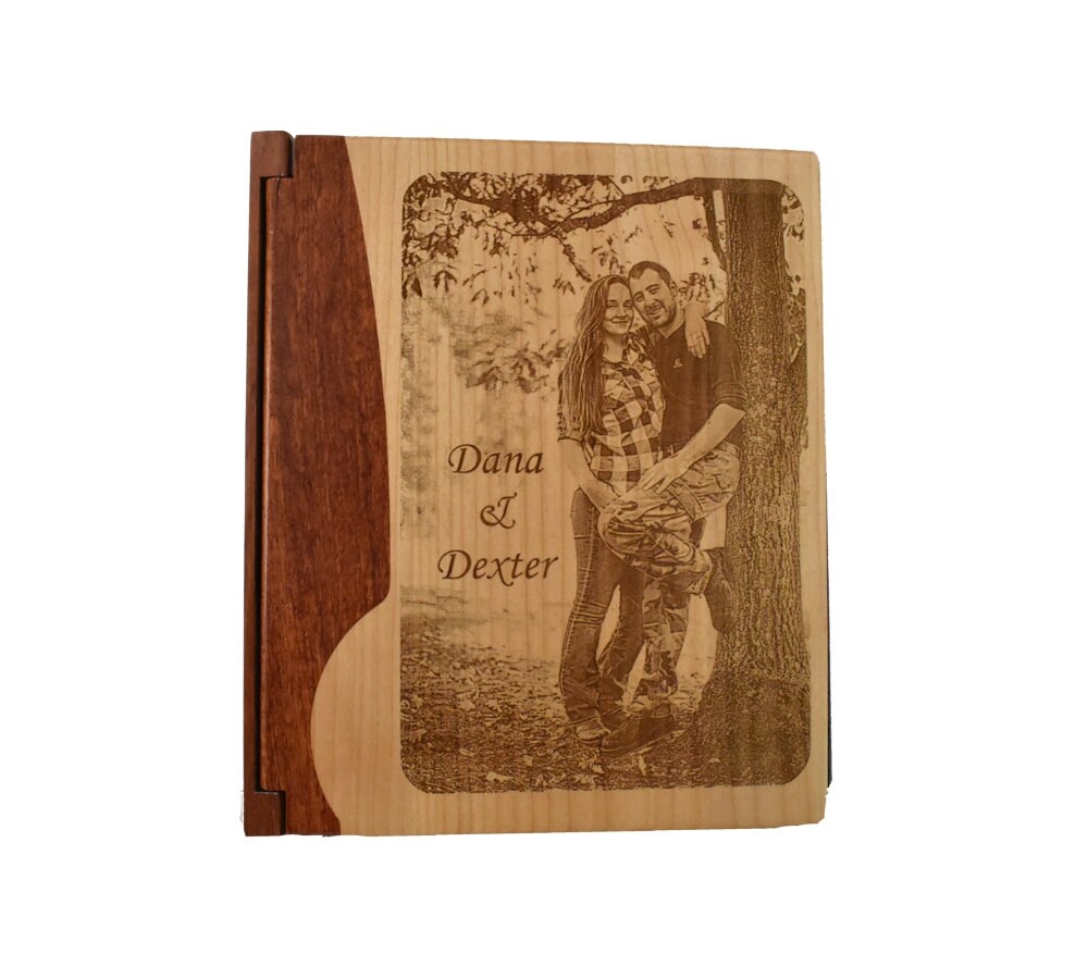 Engraved Couple's Wood Photo Album