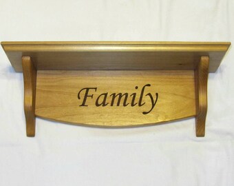 Personalized Hanging Wooden Shelf- Small Custom Engraved