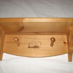 Personalized Hanging Wooden Shelf With 2 Pegs & Custom Engraving