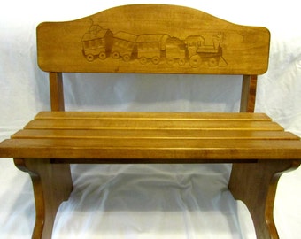 Custom Engraved Wood Children's Bench
