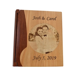 Custom Engraved Wedding Picture Photo Album- Engraved Large Wood Photo Album
