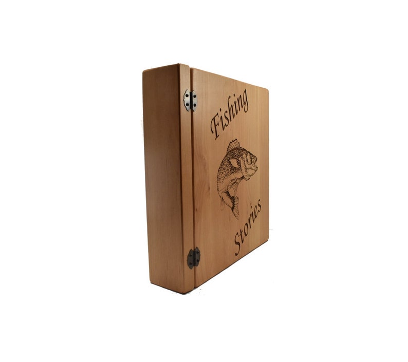 Custom Engraved Wood Fishing Photo Album - Fishing Stories 3 Ring Photo ...