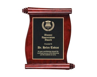 Laser Engraved Employee Recognition Award Plaques - Two Piece Premium Hardwood Scroll Award – Custom Wood Army Retirement Plaque
