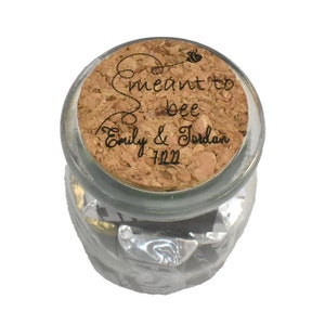 Glass Jar with Cork Lid Wedding Favors For Guests In Bulk- Meant To Bee Theme- Honey Custom Jar Wedding Favors