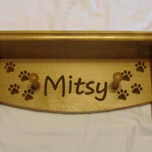 Personalized Wood Shelf with Pegs- Custom Engraved Dog Name Small