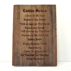 Cabin Rules Barnwood Sign