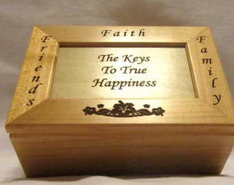 Key to Happiness Personalized Wooden Keepsake Box