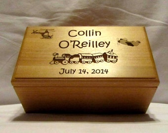 Train Personalized Wooden Keepsake Box - Large