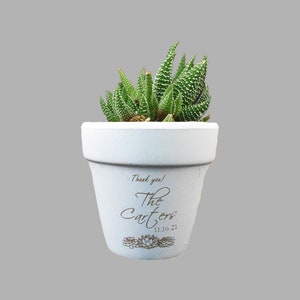 Cute Plant Pot Wedding Favors For Guests In Bulk- Thank You White Clay Pot- Bulk Wedding Favors- Succulent Bridal Shower Favors