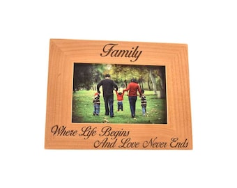 Custom Engraved Wooden Family Picture Photo Frame- Where Life Begins
