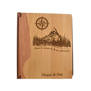 Custom Engraved Wood Travel Photo Album- Love is Meant to be an Adventure Large Photo Album