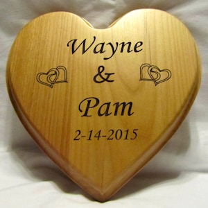 Wedding Custom Engraved Wood Heart Plaque