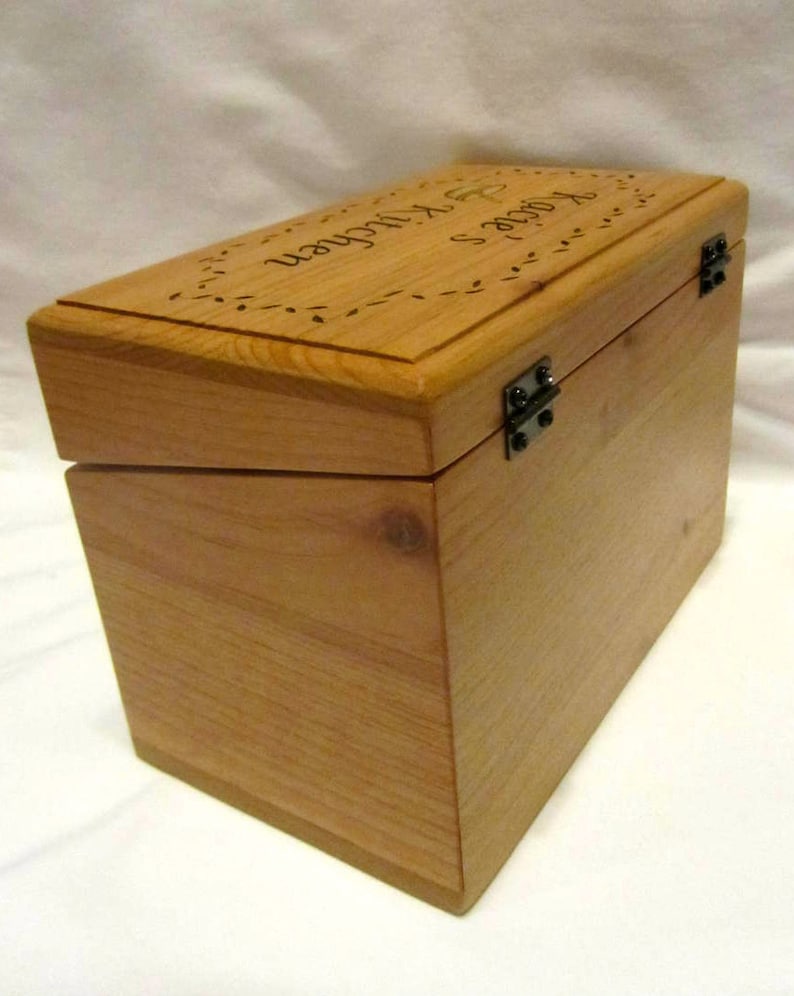 Custom Engraved Wooden Recipe Box Style 1 Etsy