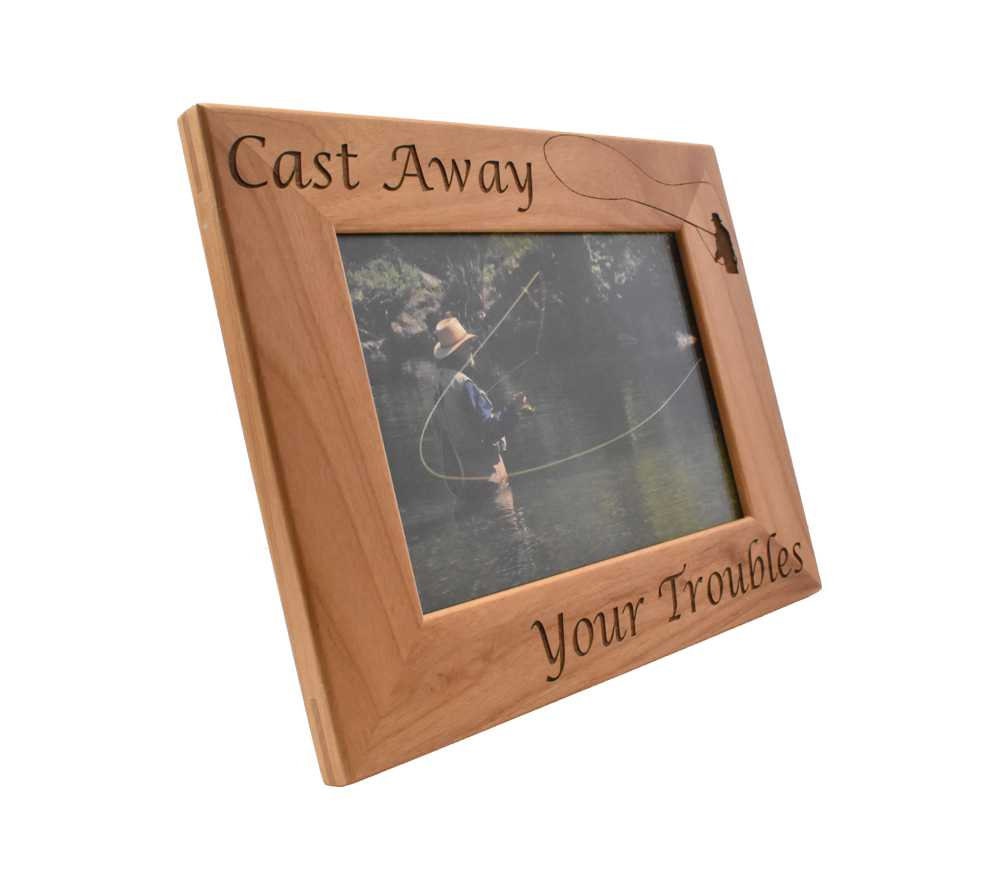 Dad Fly Fishing Gift Idea Fishing Gifts for Women Custom Engraved Wooden  Picture Frame Cast Away Your Troubles 