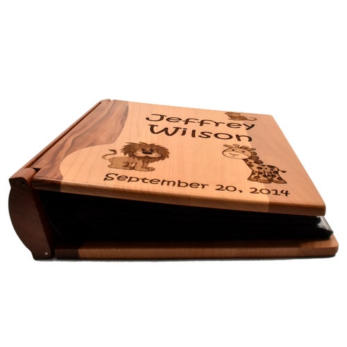 Custom Engraved Baby shops Photo Album- Safari Animals Large Photo Album