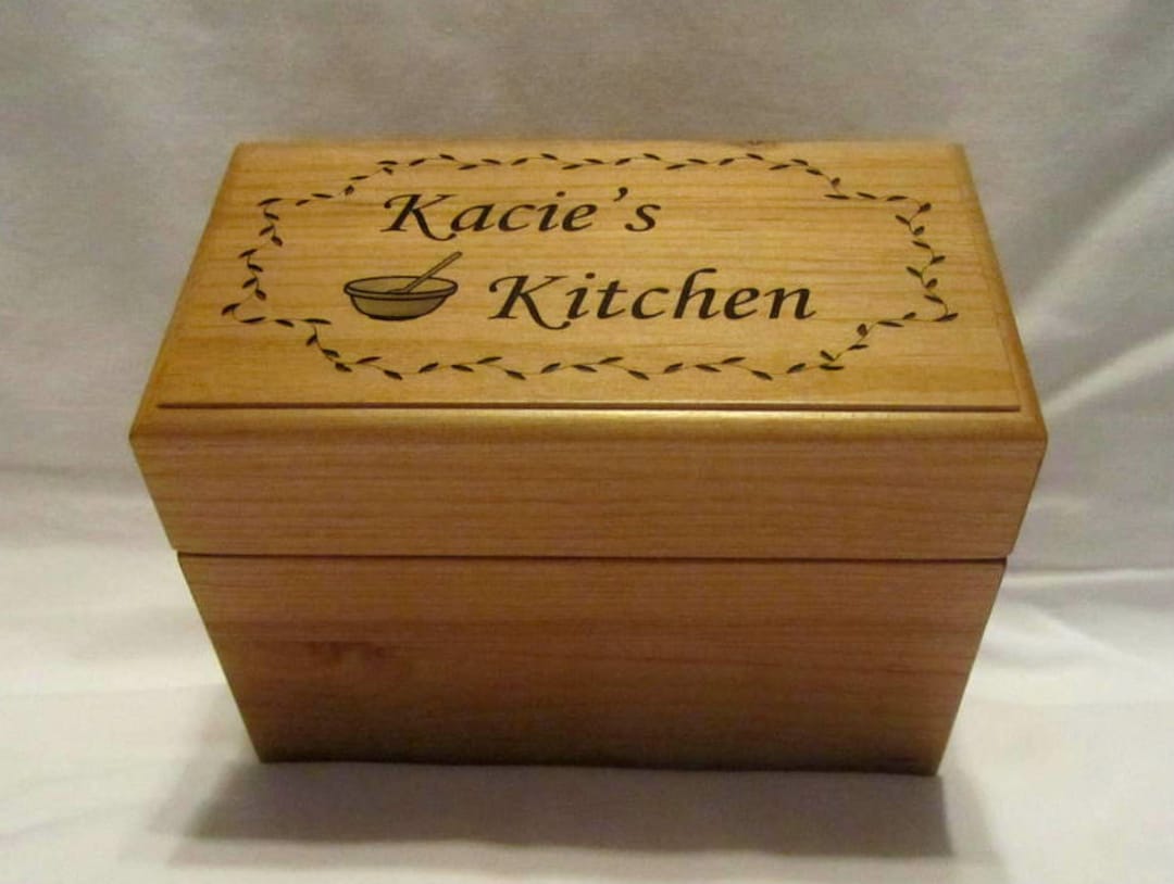 Custom Engraved Wooden Recipe Box Style 1 Etsy