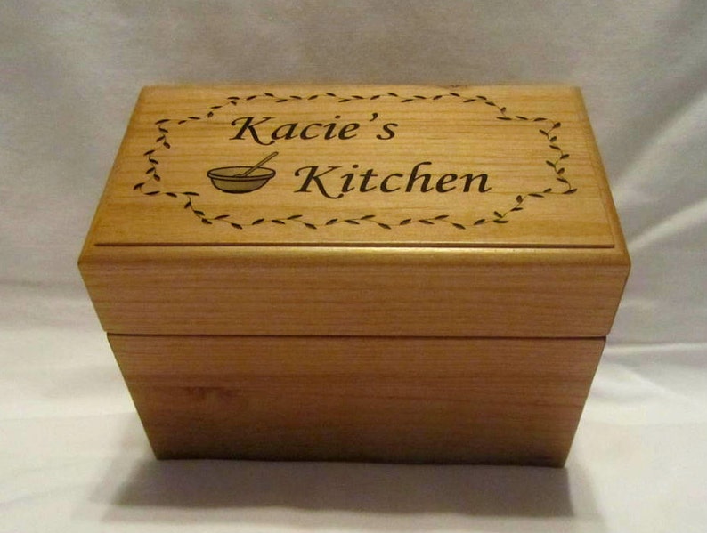 Custom Engraved Wooden Recipe Box Style 1 Etsy