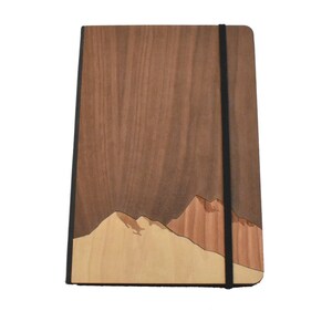 Mountains Engraved Wooden Notebook