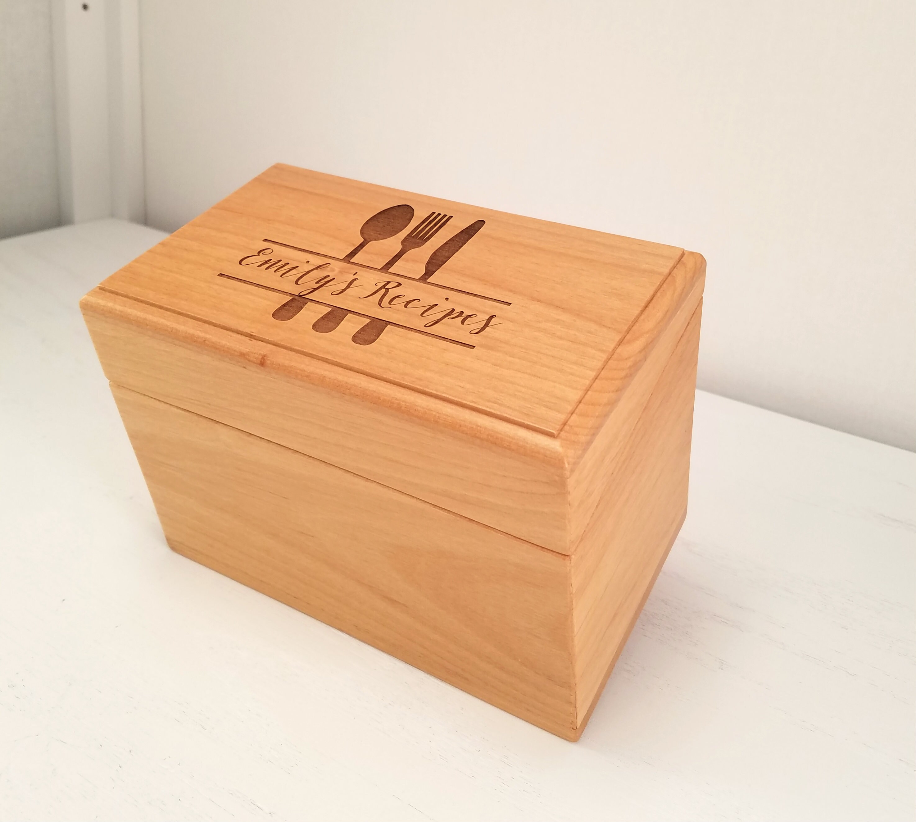 Custom Engraved Wooden Recipe Box Style 2 Etsy