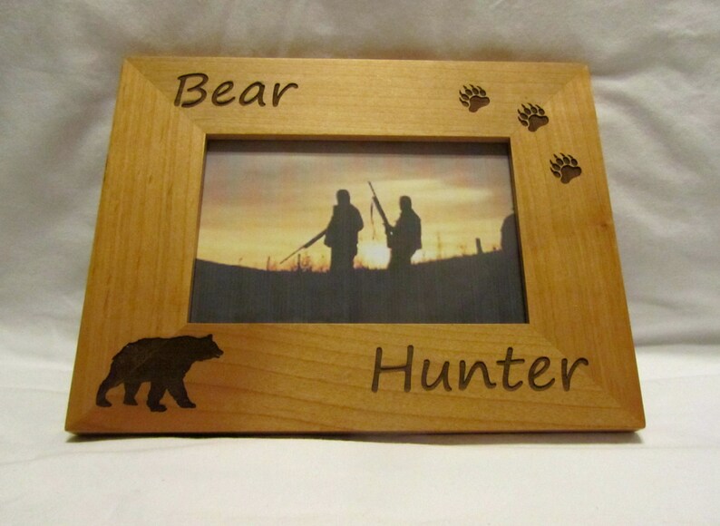 Bear Hunter Personalized Wooden Picture Frame Image 0