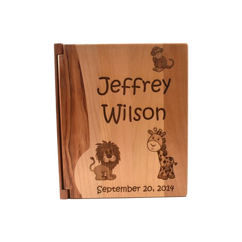 Custom Engraved Baby shops Photo Album- Safari Animals Large Photo Album