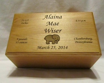 Custom Baby Design Wooden Keepsake Box - Large