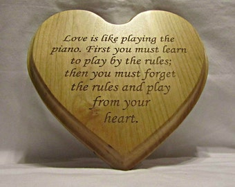 Custom Engraved Wood Heart Plaque