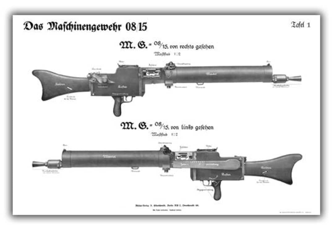 WW1 German MG08/15 & MG08 Maxim Machine Gun Training Charts 08/15B