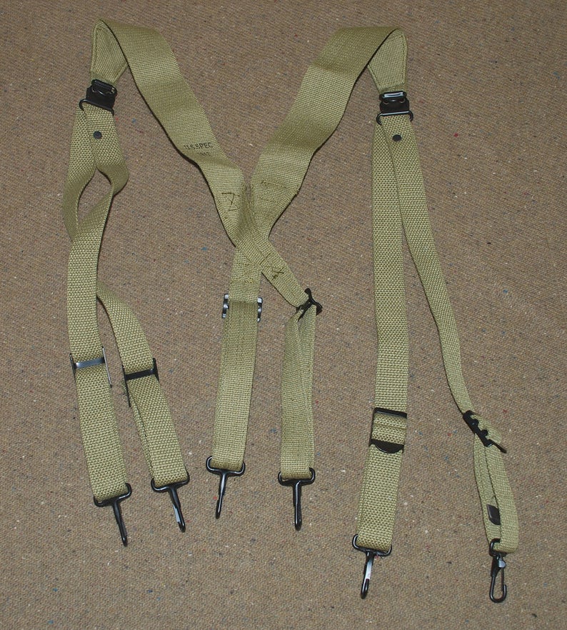 WWII WW2 US M1936 Combat Suspenders Y Straps in Khaki Etsy