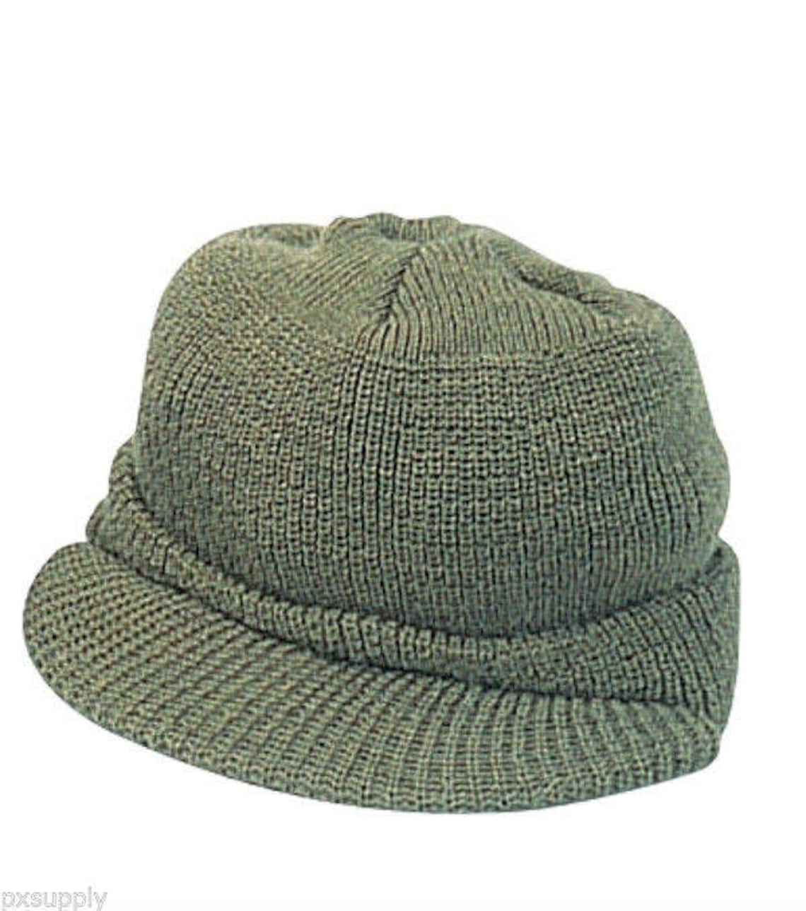 WWII WW2 US 100 Wool Knit Jeep Cap Hat O.D. Green Etsy