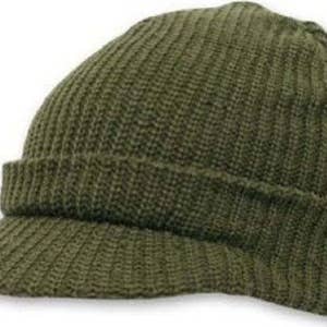 WWII WW2 US 100% Wool Knit Jeep Cap Hat O.D. Green