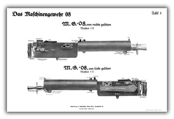 第一次世界大戦ドイツ MG08/15 および MG08 マキシム機関銃
