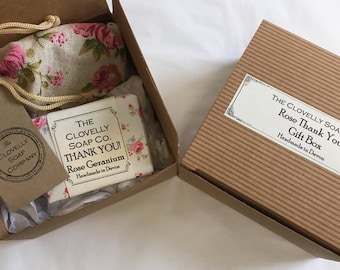 Thank You Gift Set with Natural Vegan 50g Soap Bar and Matching Drawer Liner