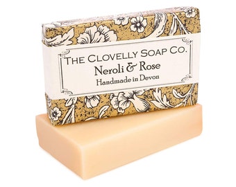 Jabón vegano natural de neroli y rosa - Jabón con aceites esenciales
