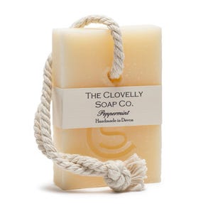 Peppermint Natural Vegan Soap on a Rope Bar - Essential Oil Soap - 100g