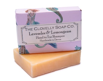Lavender & Lemongrass Head to Toe Natural Vegan Handmade Soap Bar - Essential Oil Soap
