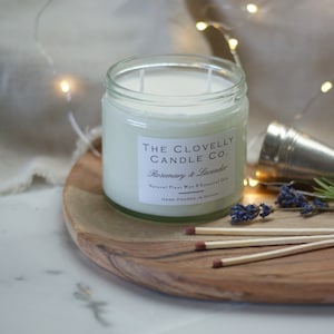 Rosemary & Lavender Hand Poured Aromatherapy Relaxing Candle made with Soy wax and Essential oils. Toxin Free, Biodegradable, Christmas Gift