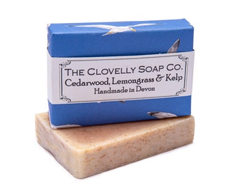 Cedarwood, Lemongrass & Kelp Handmade Soap Bar - Essential Oil Soap Gift - vegan