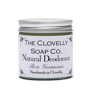 Natural Deodorant Balm with Pure Essential Oils Handmade in UK Rose Geranium