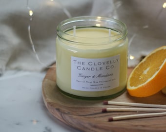 Ginger & Mandarin Scented Aromatherapy Soy Wax Vegan Candle