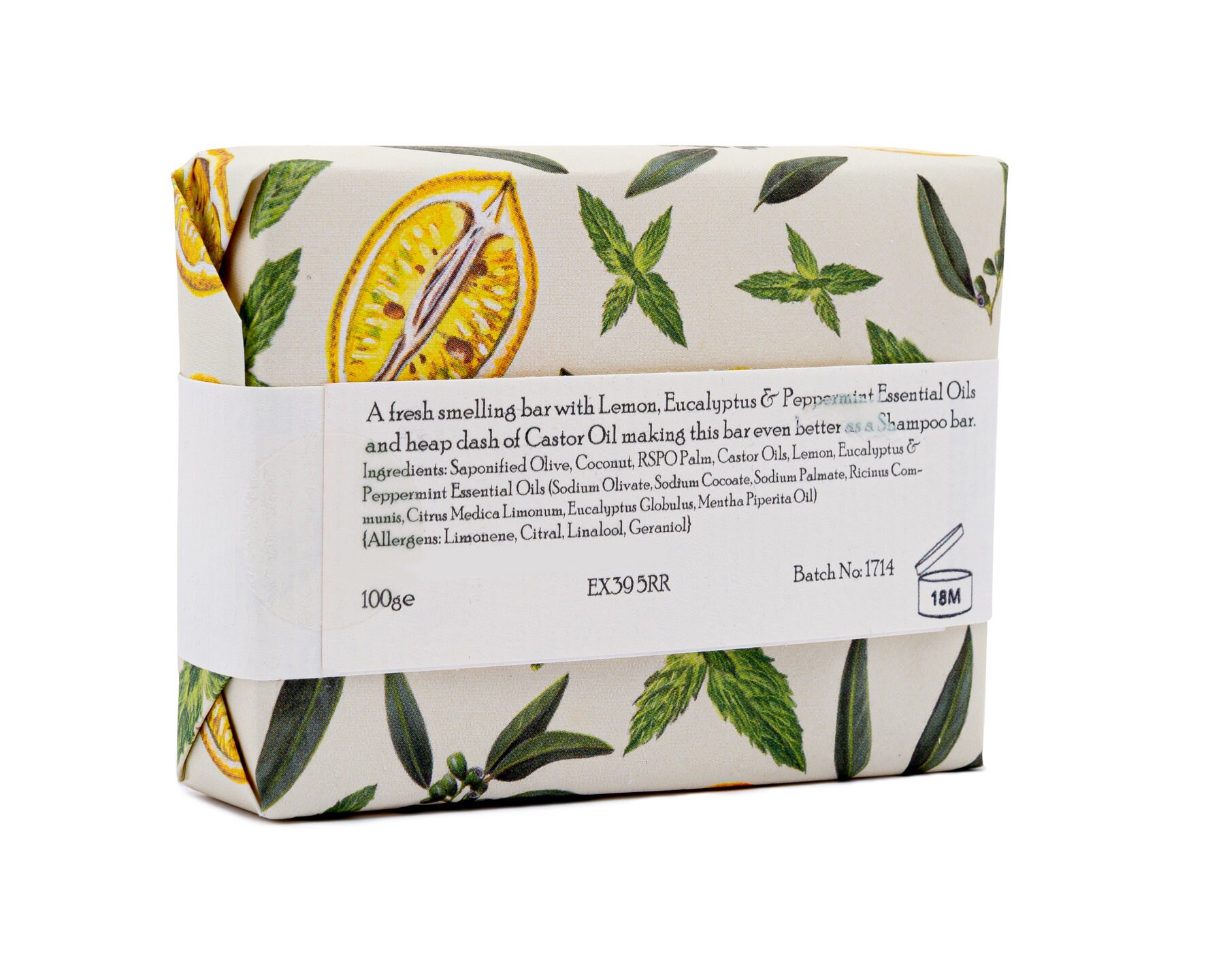 Eucalyptus, Lemon & Mint Natural Vegan Handmade Soap Bar - Essential ...