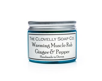 Muscle Rub with Ginger & Pepper Natural Beeswax Skin Balm - 50g Glass Jar
