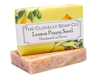 Lemon Poppy Seed Natural Vegan Exfoliating Soap Bar - Essential Oil Soap Gift