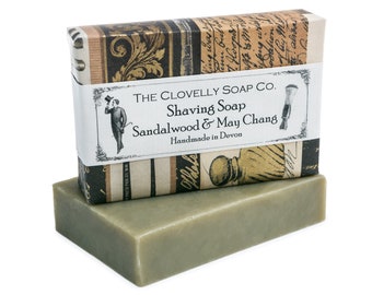 Sandalwood & May Chang Shaving Soap - Natural Vegan Essential Oil Scented Gentleman's Shaving Soap Bar