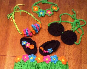 Conjunto de 5 piezas de crochet para luau hawaiano