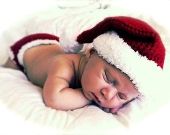 Baby Santa Suit - Diaper Cover & Hat